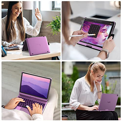 Typecase Touch Keyboard Case with Trackpad for iPad Air 5th Gen (10.9-inch, 2022): 360° Rotatable - 11 Colors Backlight - Wireless Keyboard with Pencil Holder for iPad Air 5th & 4th Gen